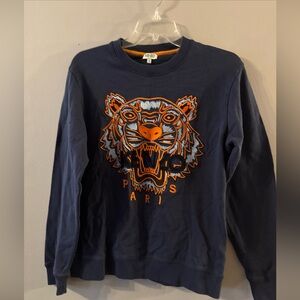 Kenzo Men's Navy Sweater with Tiger Embroidery dc